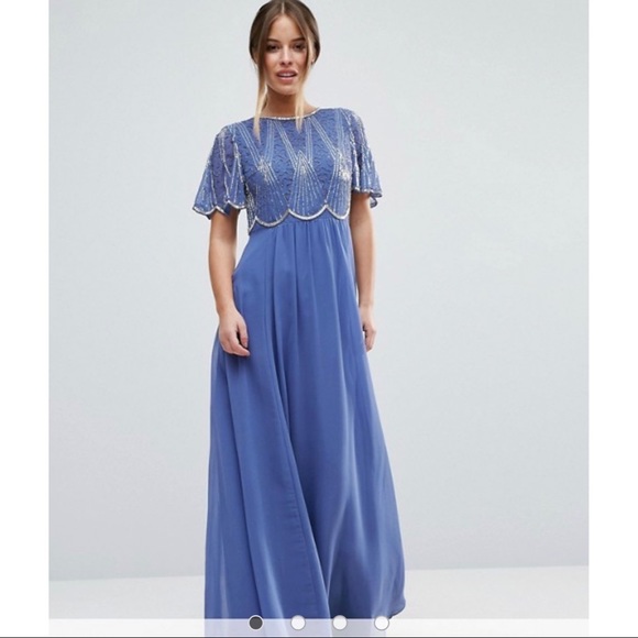 ASOS Dresses & Skirts - ASOS Embellished Scalloped Sleeve Maxi Dress